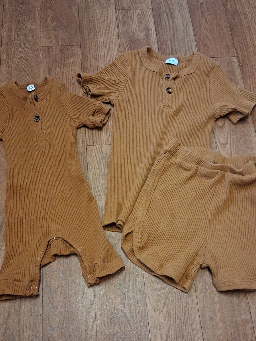 Cozy Ribbed Baby & Toddler Outfit Set - Caramel/Tan/rust Brown